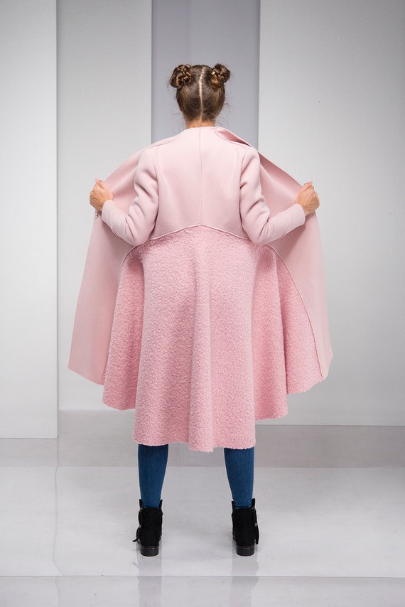 plus size pink wool coat