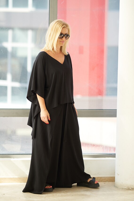 Haut tunique noir haut kimono v tements japonais chemisier
