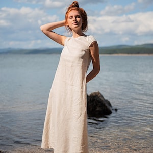 Linen Dress With Pockets, Linen Dress, Midi Linen Dress, Linen Clothing for Women, Linen Kaftan, Plus Size Linen Dress, Linen Summer Dress