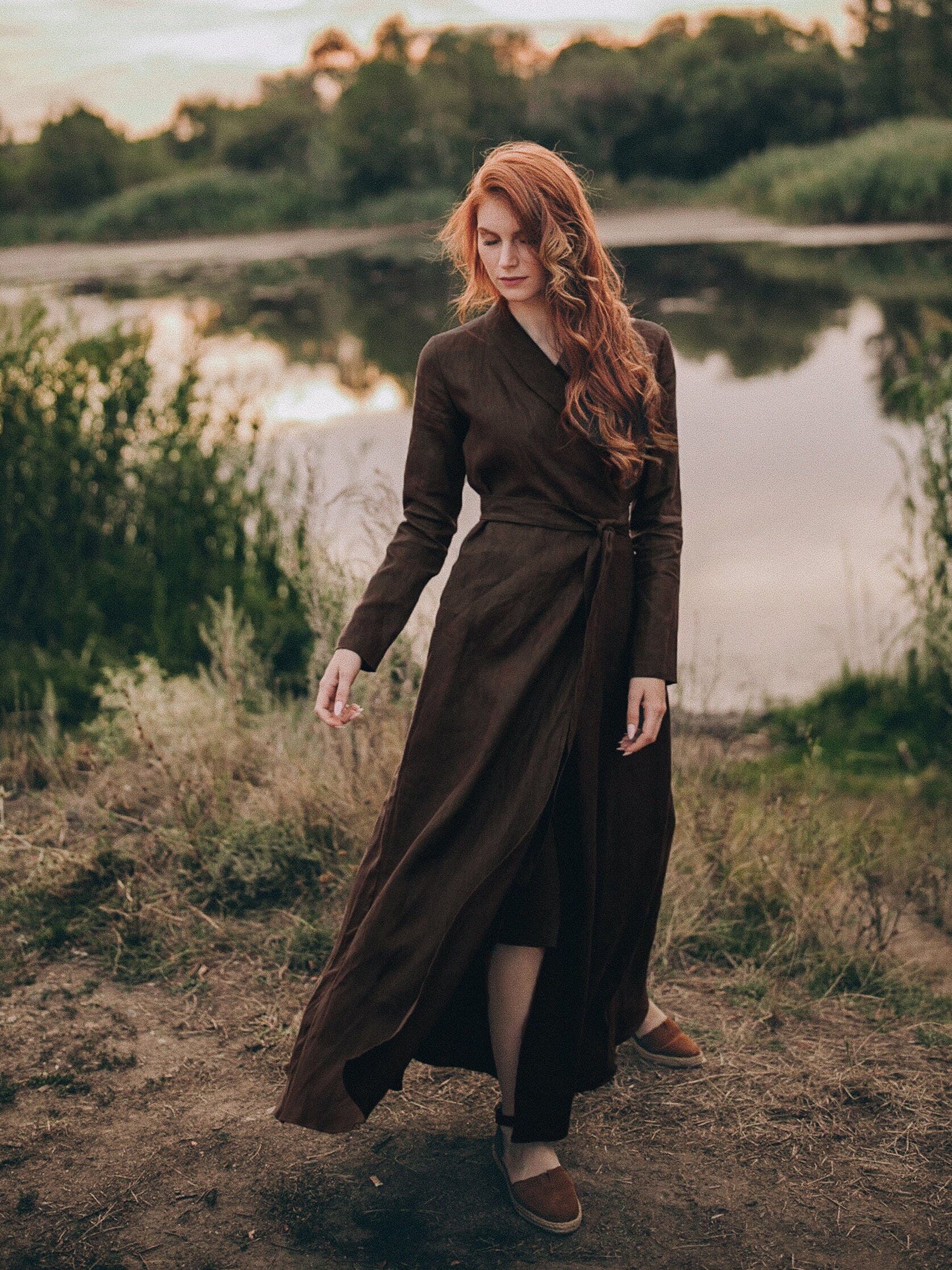 Chocolate Brown Linen Dress, Heavy Linen Maxi Dress, Long Sleeve Linen Dress, Linen Wrap Dress, Boho Dress, Kimono Dress, Fall Winter Dress Chocolate Brown Linen Dress, Heavy Linen Maxi Dress, Long Sleeve Linen Dress, Linen Wrap Dress, Boho Dress, Kimono Dress, Fall Winter Dress