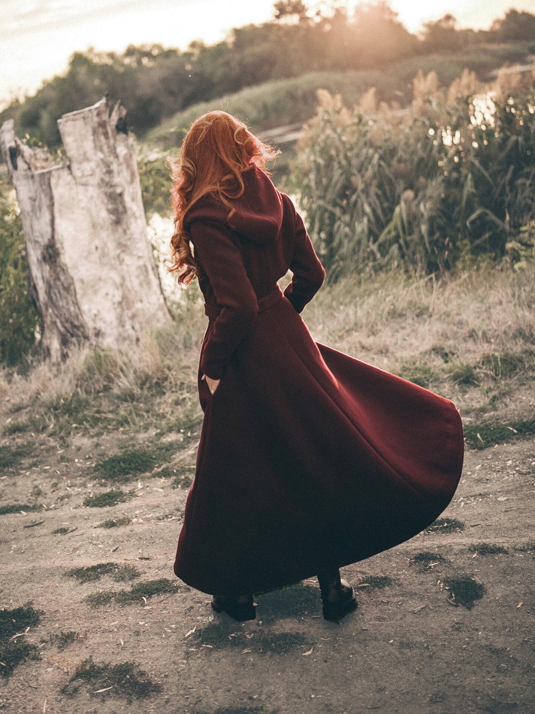 y's WOOL MOSSER HOODED COAT DRESS ワイズ Y'S Wool Mosser Hooded Coat Dress Yohji Yamamoto Soft Wool