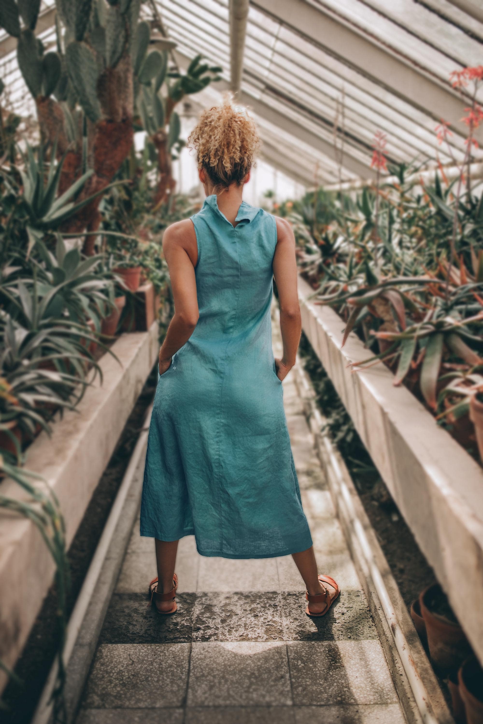 sleeveless linen dress Women's Future-Linen Sleeveless Dress for Every Occasion Rise & Fall