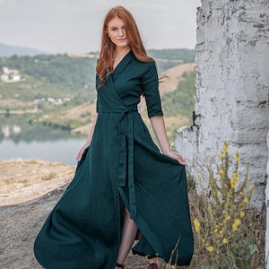 Emerald Green Wrap Maxi Dress Etsy Ireland