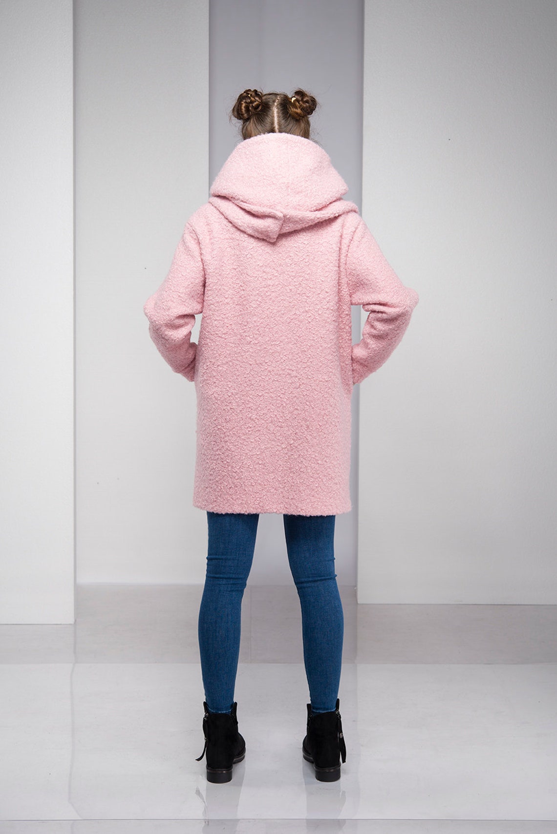 Women Winter Coat Plus Size Coat Pink Wool Coat Plus Size Etsy