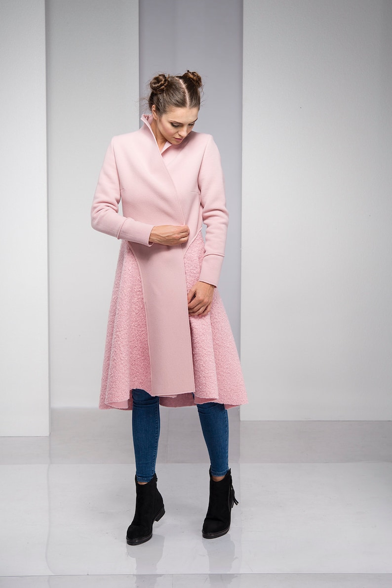 Pink Coat Women Winter Coat Plus Size Clothing Pink Wool Etsy