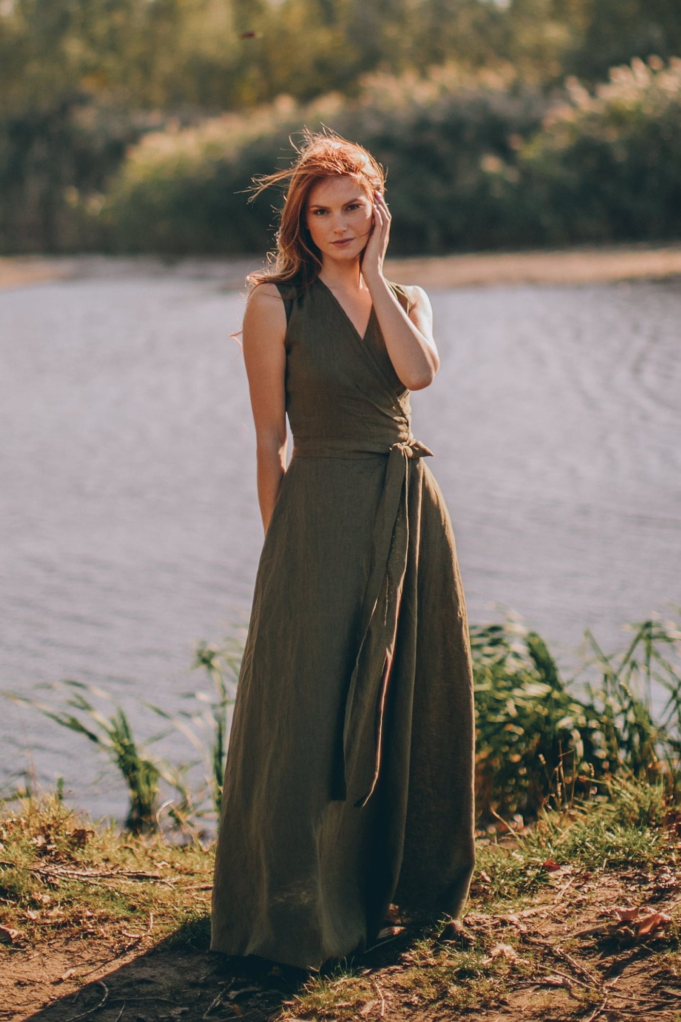stretch linen dress Fit & Flare Shirt Dress | AirWeave Stretch Linen (Star White) main image 0