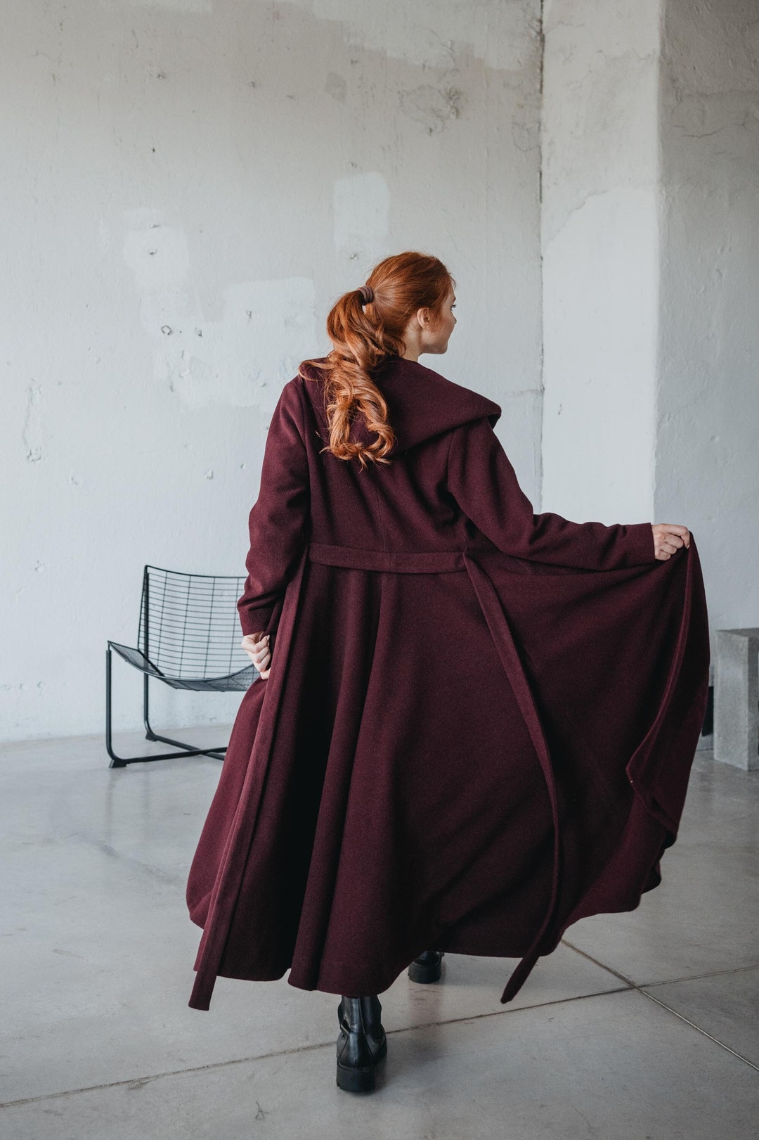 Colossal Wool Winter Merino Wool Coat: Long Hooded Overcoat, Handmade Wool Clothing ...