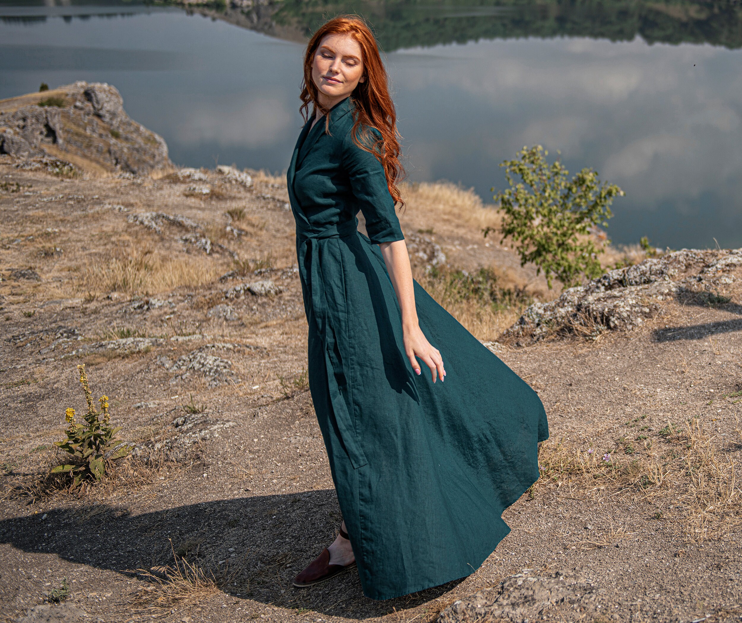 Long Linen Dress Linen Wrap Dress 