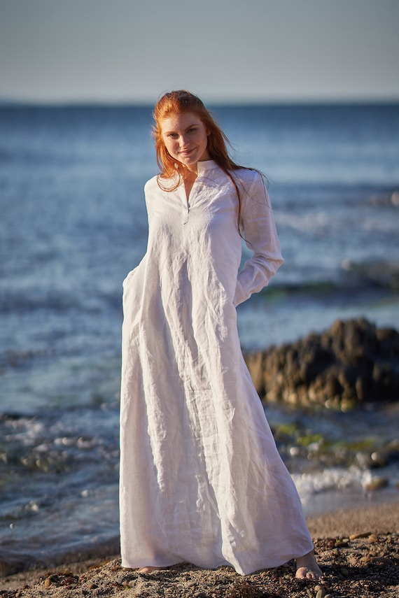 Linen Maxi Dress, White Linen Dress, Linen Shirt Dress, Plus Size Linen Dress, Modest Dress, Linen Clothing Women, Long Sleeve Linen Dress Linen Maxi Dress, White Linen Dress, Linen Shirt Dress, Plus Size Linen Dress, Modest Dress, Linen Clothing Women, Long Sleeve Linen Dress