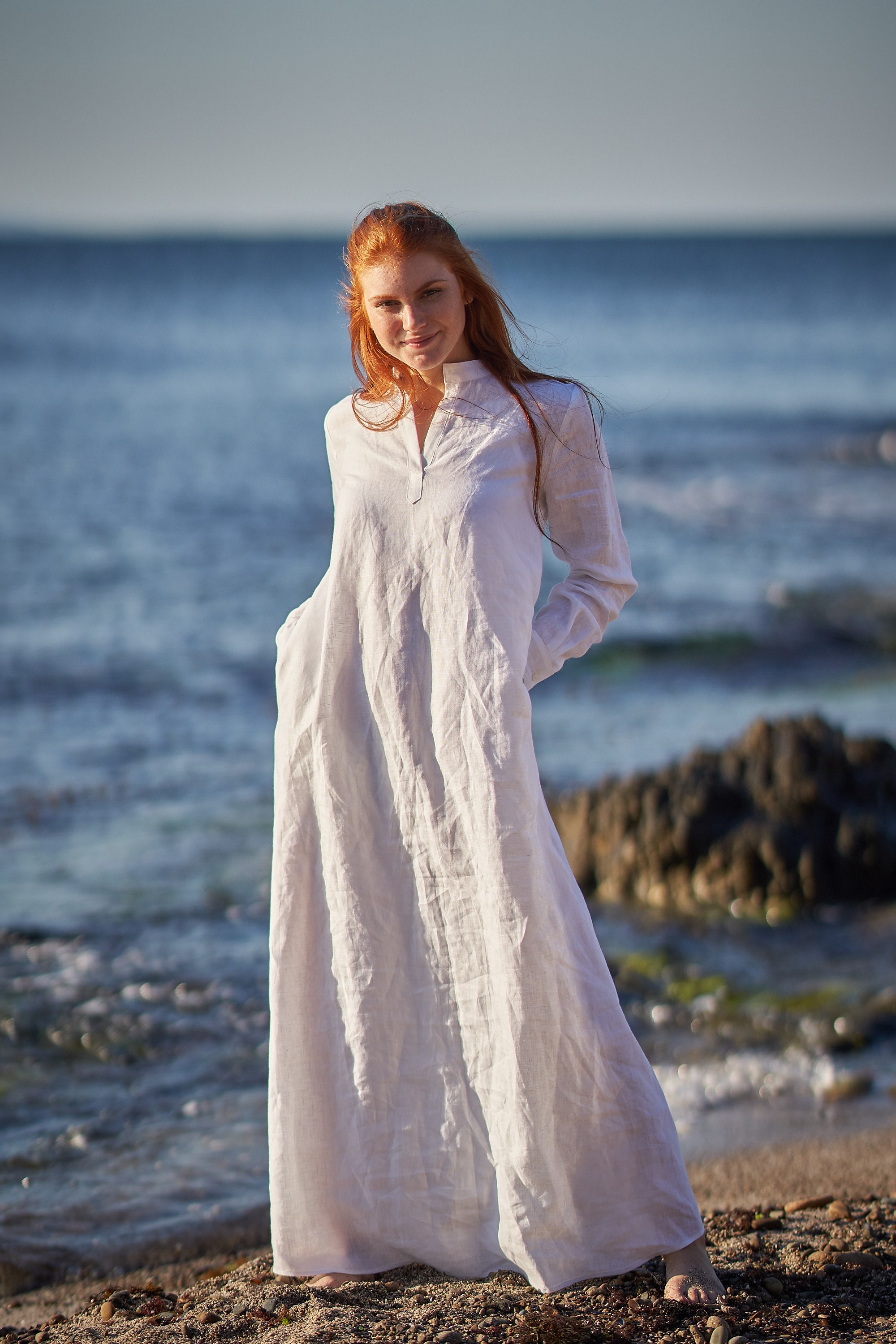 Linen Maxi Dress, White Linen Dress, Linen Shirt Dress, Plus Size Linen Dress, Modest Dress, Linen Clothing Women, Long Sleeve Linen Dress