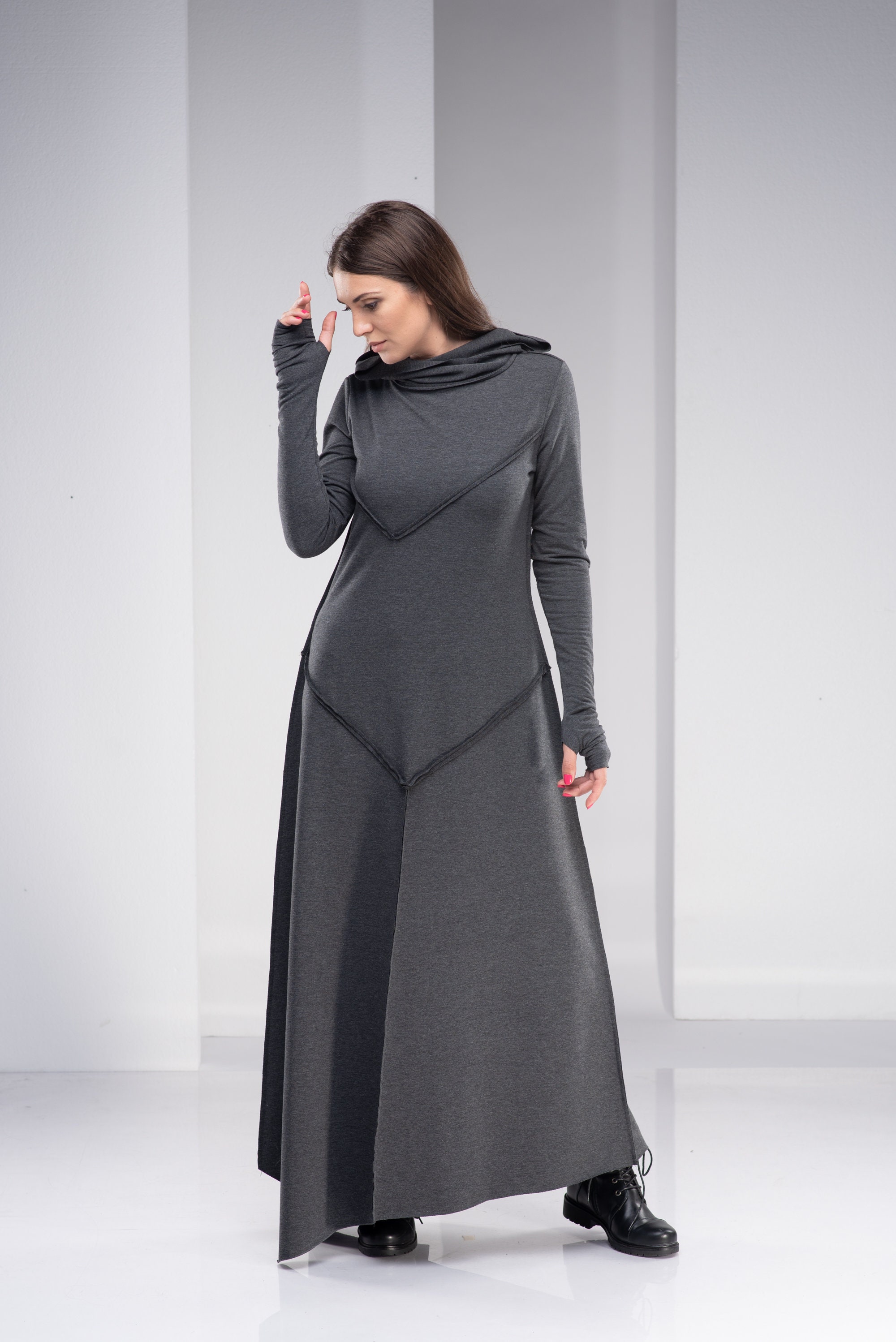 Amazon.com: Hooded Maxi Dresses Long Sleeve with Pockets for
