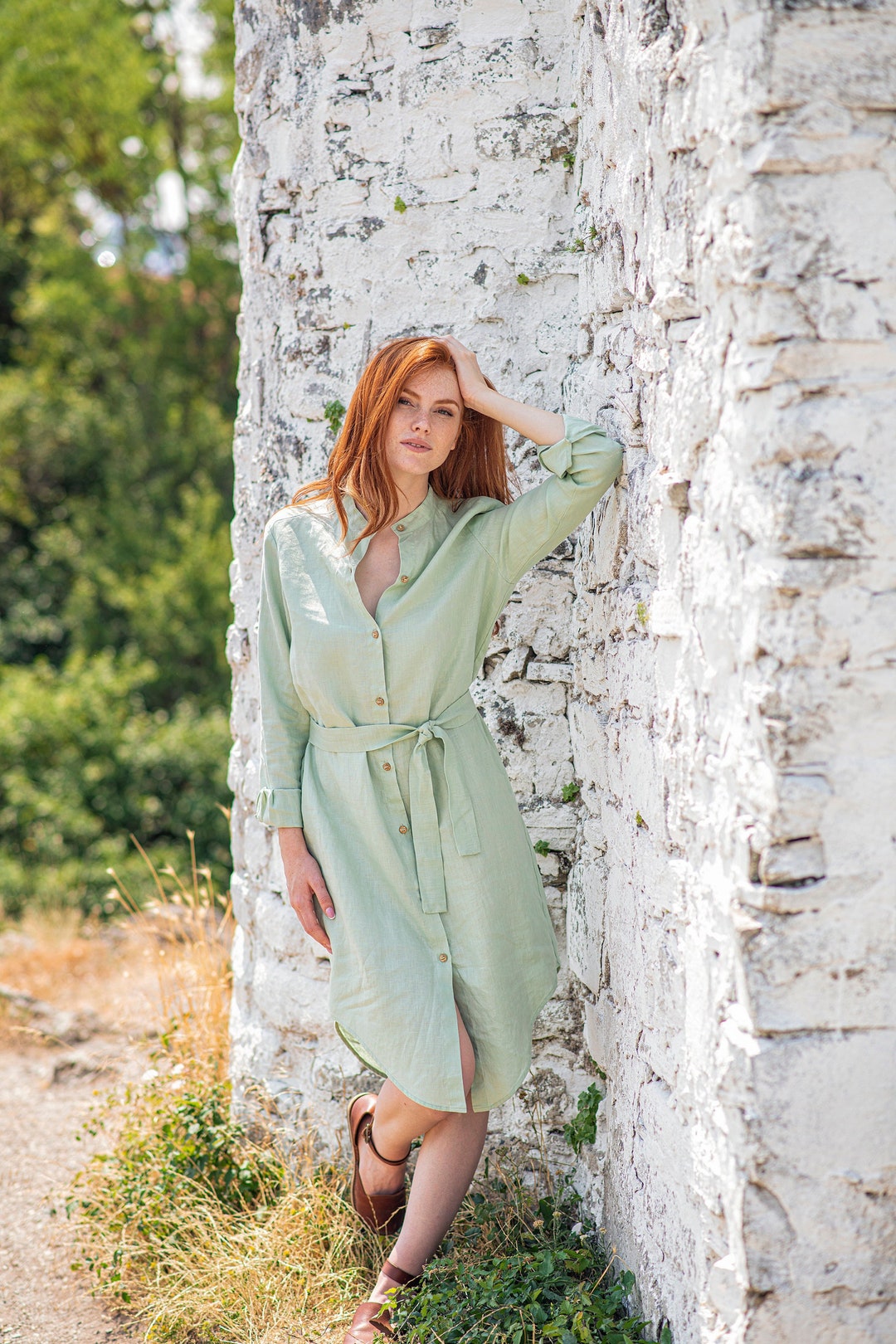 etsy linen shirt dress Linen Shirt Dress White
