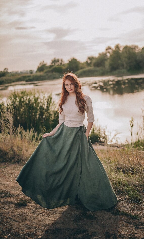 Flowy linen skirt discount