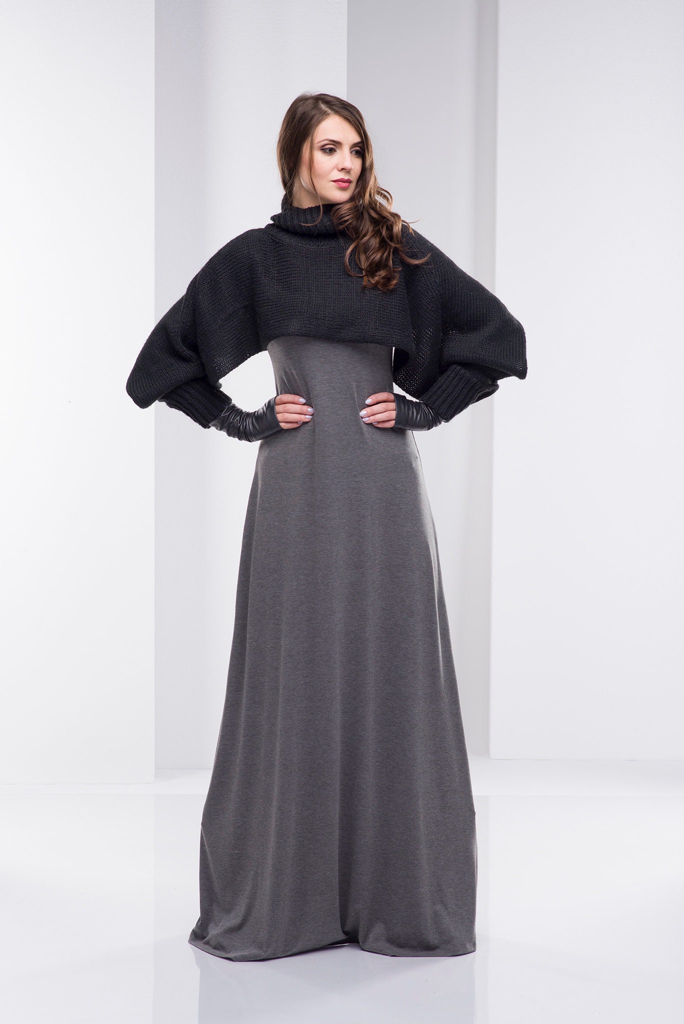 cropped knit cape