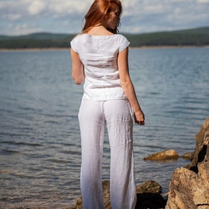 Leinen-Top für Frauen, minimalistisches Leinen-Top, lässige Leinenbluse, Sommer-Leinen-T-Shirt, Plus-Size-Kleidung, Leinen-Kleidung für Damen, Leinen-T-Shirt Bild 2