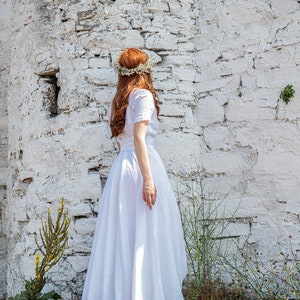 Linen Wedding Dress, White Linen Dress, Natural Wedding Dress, Rustic Wedding Dress, Alternative Wedding Dress, Linen Maxi Dress for Women image 4