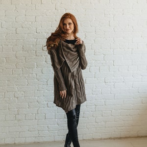 Ready to Ship Winter Cardigan for Women, Wrap Wool Jacket, Chunky Knit Sweater Coat image 5