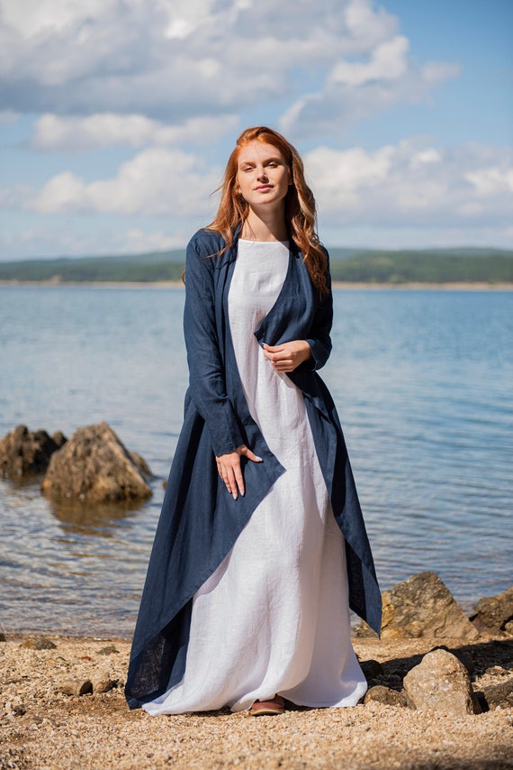 knee length dresses for ladies Linen Blazer Jacket in Sand