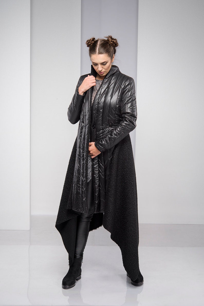 Winter Coat for Women, Plus Size Clothing, Winter Jacket Women, Steampunk Clothing, Black Wool Coat, Plus Size Coat, Hooded Coat, Maxi Coat image 9