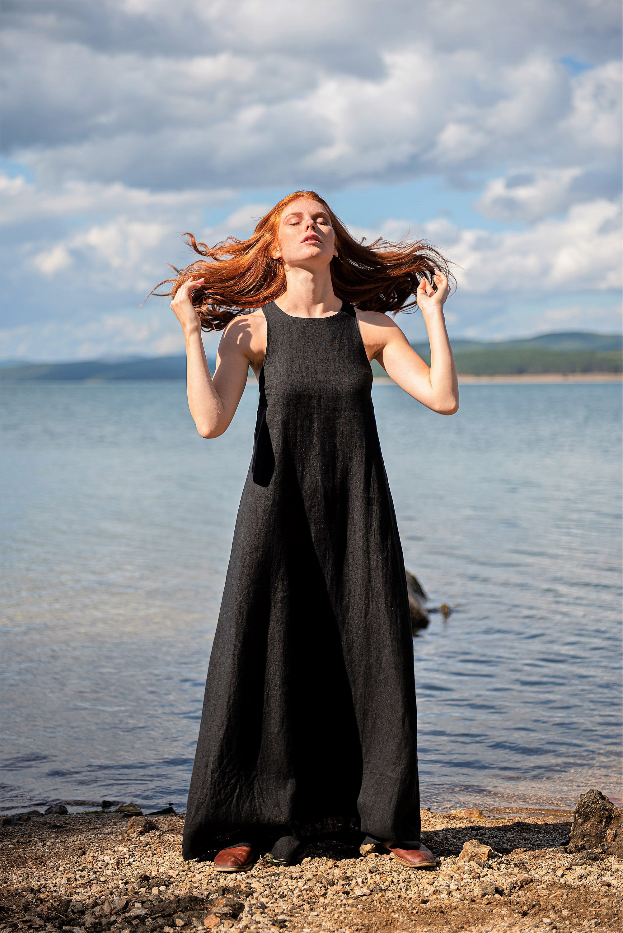 Black travel dress with pockets 2025