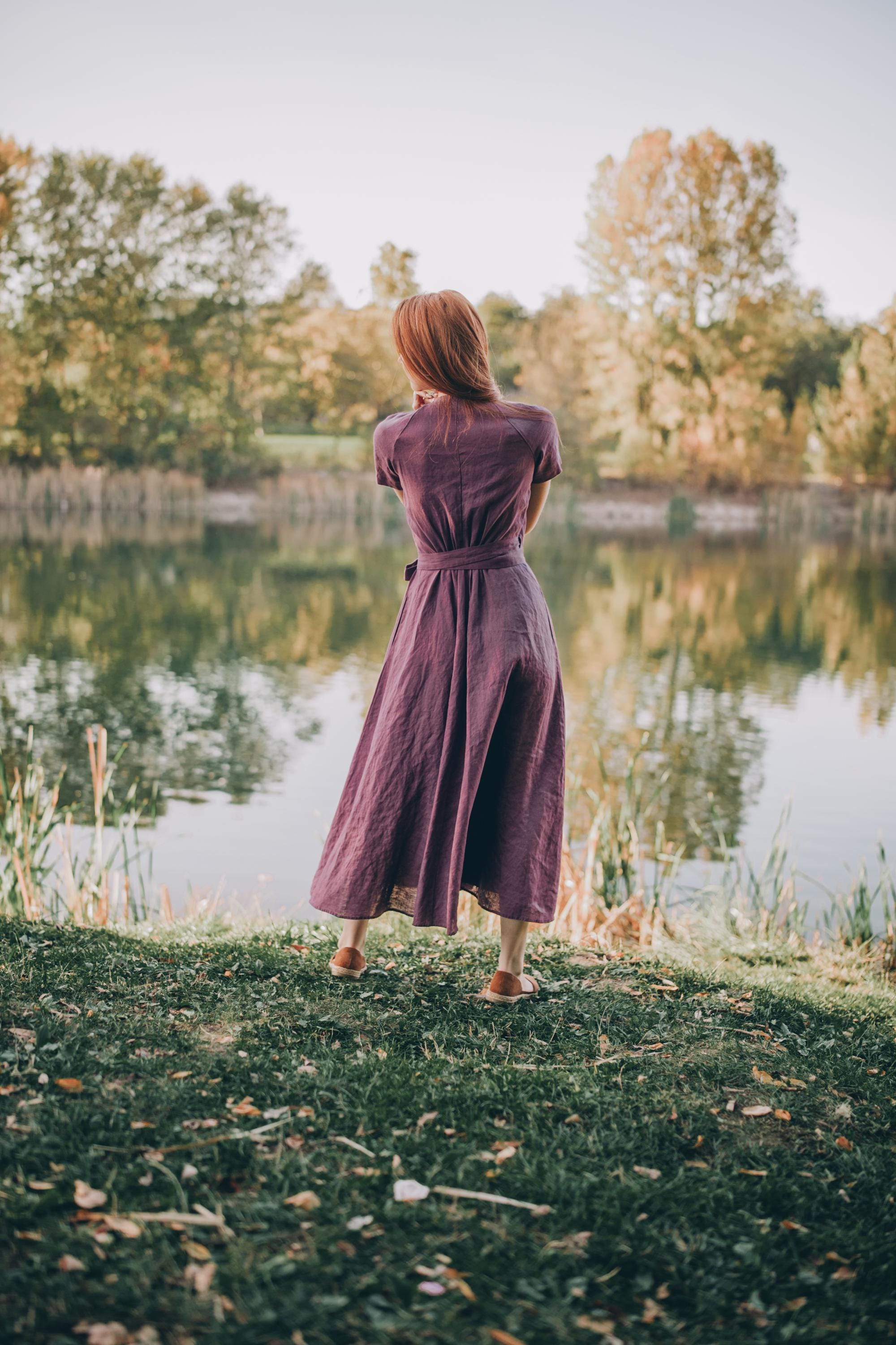 Linen Wrap Dress for Women, Purple Midi Dress, Linen Summer Dress, Amethyst Linen Dress, Chic Comfort Dress, Bohemian Linen Clothing Women, XS / Deep Linen Wrap Dress for Women, Purple Midi Dress, Linen Summer Dress, Amethyst Linen Dress, Chic Comfort Dress, Bohemian Linen Clothing Women, XS / Deep