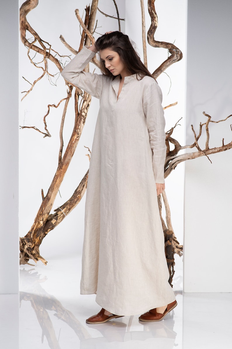 Summer Wedding Dress Plus Size Clothing Kaftan Wedding Dress Linen Clothing Women Boho Wedding Dress Simple Wedding Dress Linen Dress