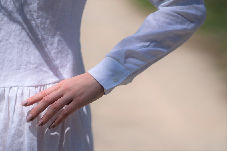 Linen Maxi Tunic Dress, White Linen Shirt Dress, Maxi Shirt, Plus Size Linen Shirt Dress, Boho Summer Linen Shirt, Linen Clothing for Women image 6