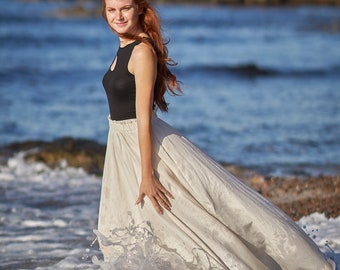 Linen Skirt, Maxi Skirt, High Waist Skirt, Linen Clothing Women, Plus Size Clothing, Summer Linen Skirt, White Linen Skirt, Boho Maxi Skirt