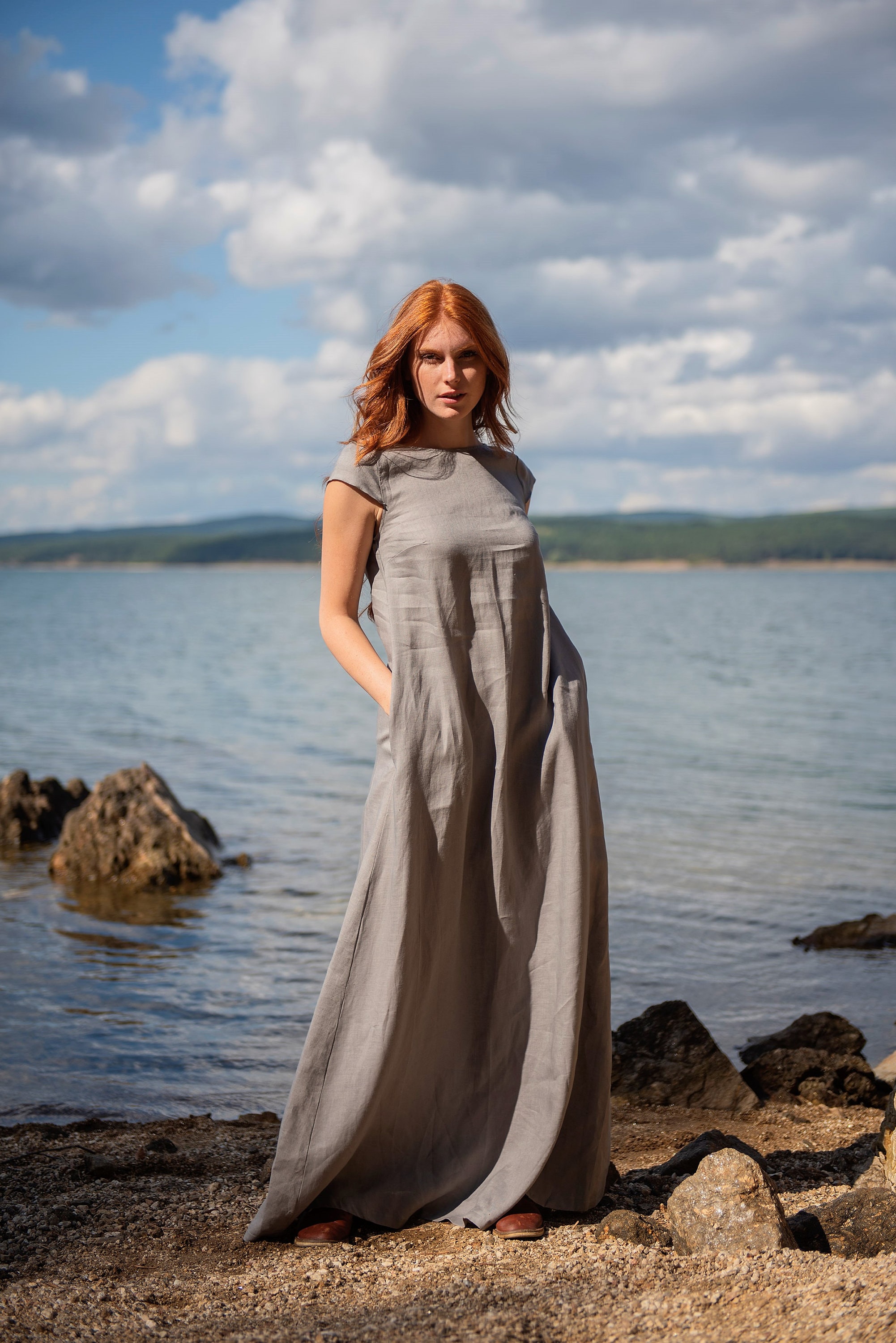casual shirt dress Striped Color:Cognac and a chic shirttail cgw5923 Women's Tangled Pom Pom