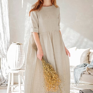 Linen Maxi Dress Linen Dress for Women Linen Dress With - Etsy