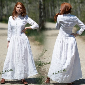 White Linen Dress, Linen Maxi Dress, Linen Wedding Dress, White Summer Dress, Plus Size Linen Dress, Linen Shirt Dress,Linen Dress For Women