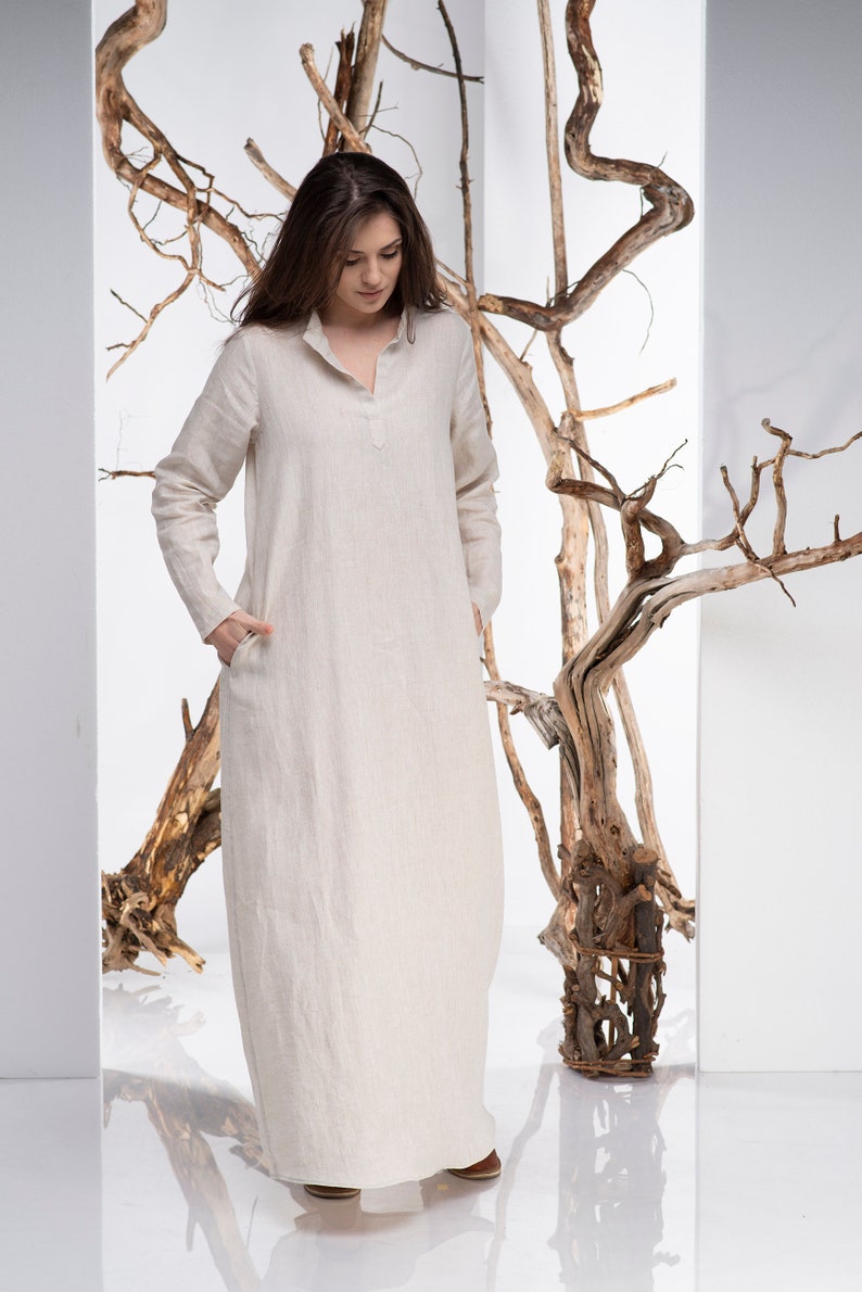 Summer Wedding Dress Plus Size Clothing Kaftan Wedding Dress Linen Clothing Women Boho Wedding Dress Simple Wedding Dress Linen Dress