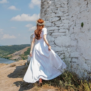 Linen Wedding Dress, White Linen Dress, Natural Wedding Dress, Rustic Wedding Dress, Alternative Wedding Dress, Linen Maxi Dress for Women imagem 2