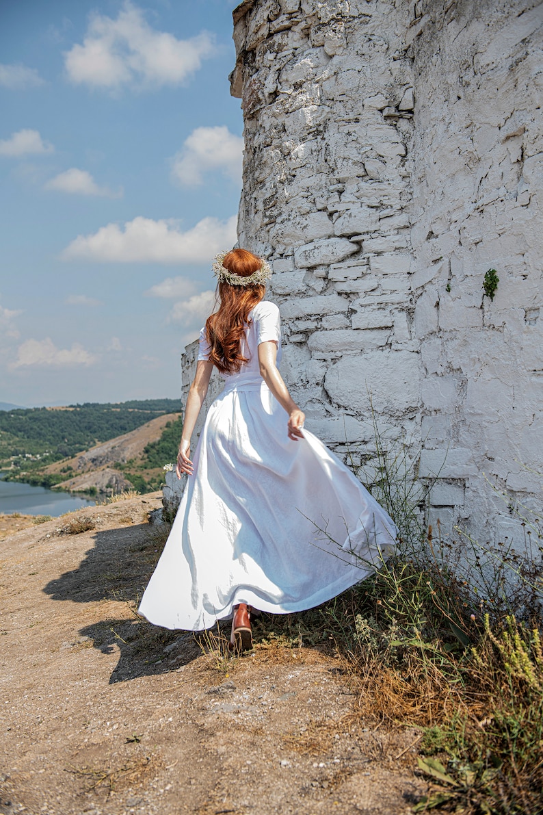 Linen Wedding Dress, White Linen Dress, Natural Wedding Dress, Rustic Wedding Dress, Alternative Wedding Dress, Linen Maxi Dress for Women image 2