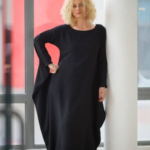 Plus Size Maxi Dress, Kimono Dress, Goth Dress Plus Size, Winter Maxi Dress, Abaya Dress, Black Maxi Dress, Plus Size Clothing, Kaftan Dress image 3