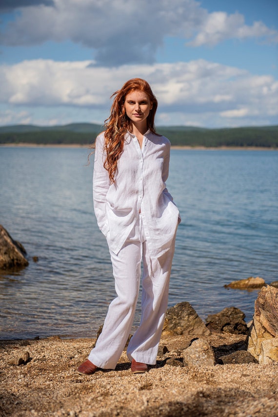 Chemise en lin pour femme chemisier oversize en lin chemise d