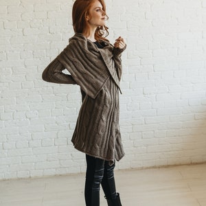 Ready to Ship Winter Cardigan for Women, Wrap Wool Jacket, Chunky Knit Sweater Coat image 6