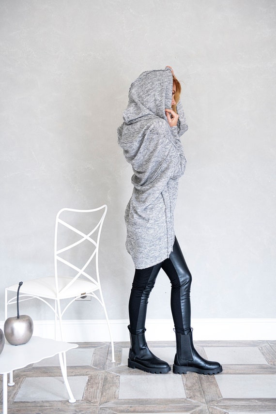 Knit Hoodie Sweatshirt Knitted Tunic 
