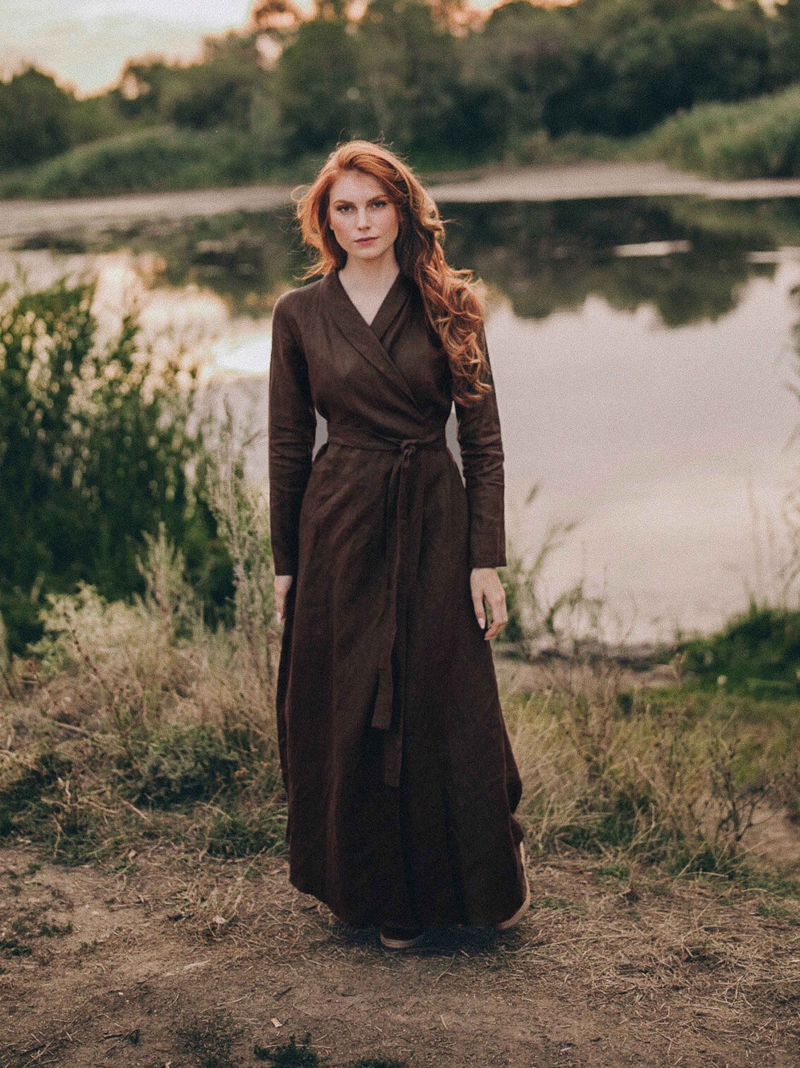 Heavy Linen Dress Linen Fall Dress Long Sleeve Maxi Dress - Etsy