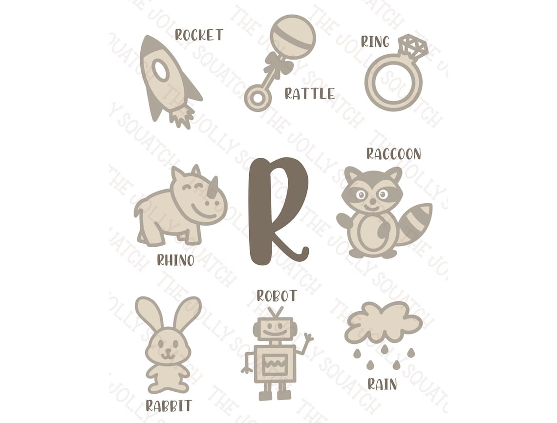 INSTANT DOWNLOAD Nursery Alphabet Letters and Pictures the Letter R - Etsy