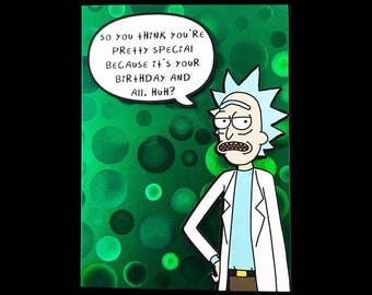 Rick Sanchez Greeting Card | Rick and Morty | Birthday | Anniversary | Glip Glops | Adult Swim | Crude | Funny | Friend | BFF | Shwifty |