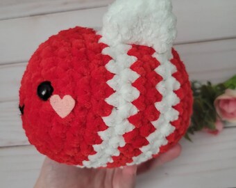 Red Heart Bee - Bee Plushie - Crochet Bee