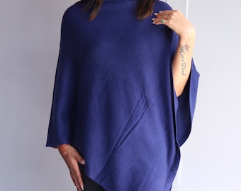 Navy Luxurious cashmere poncho/gifts/birthdaygifts/specialgifts/holidaygifts/giftformum/giftforher/thoughtfulgifts/handmadegifts/slowfashion