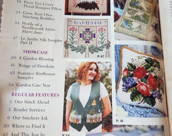 1998 "JUST Crosstitch" The Premier Cross-Stitch Magazine 66 pgs. Florals and Birdhouse Galore and more! Patterns. Bellpull.