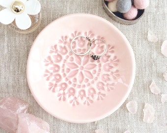 Ring Dish - Blush Pink Ceramic - Trinket Dish - Jewelry Dish