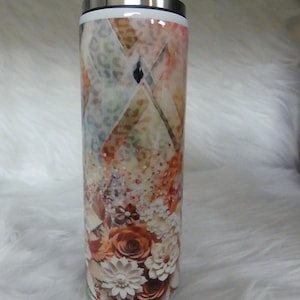 20 ounce 3D fall flowers Travel Tumbler