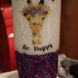 Travel Coffee Cups - Think Happy Be Happy Giraffe