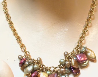 Natural Stone & Fresh Water Pearl Necklace
