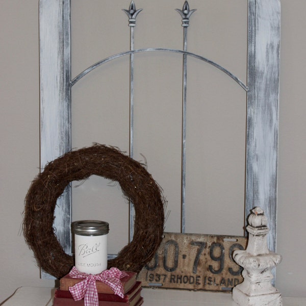 Architectural Salvage Arched Window Wall Mantel Backdrop Decor