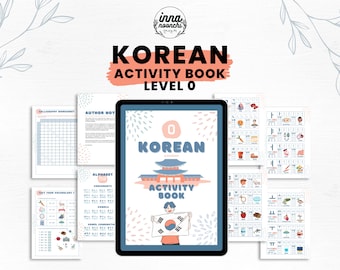 Korean Workbook for Beginners Learn Hangul Easy Grammar and Exercises Worksheets Digital/Printable Template PDF